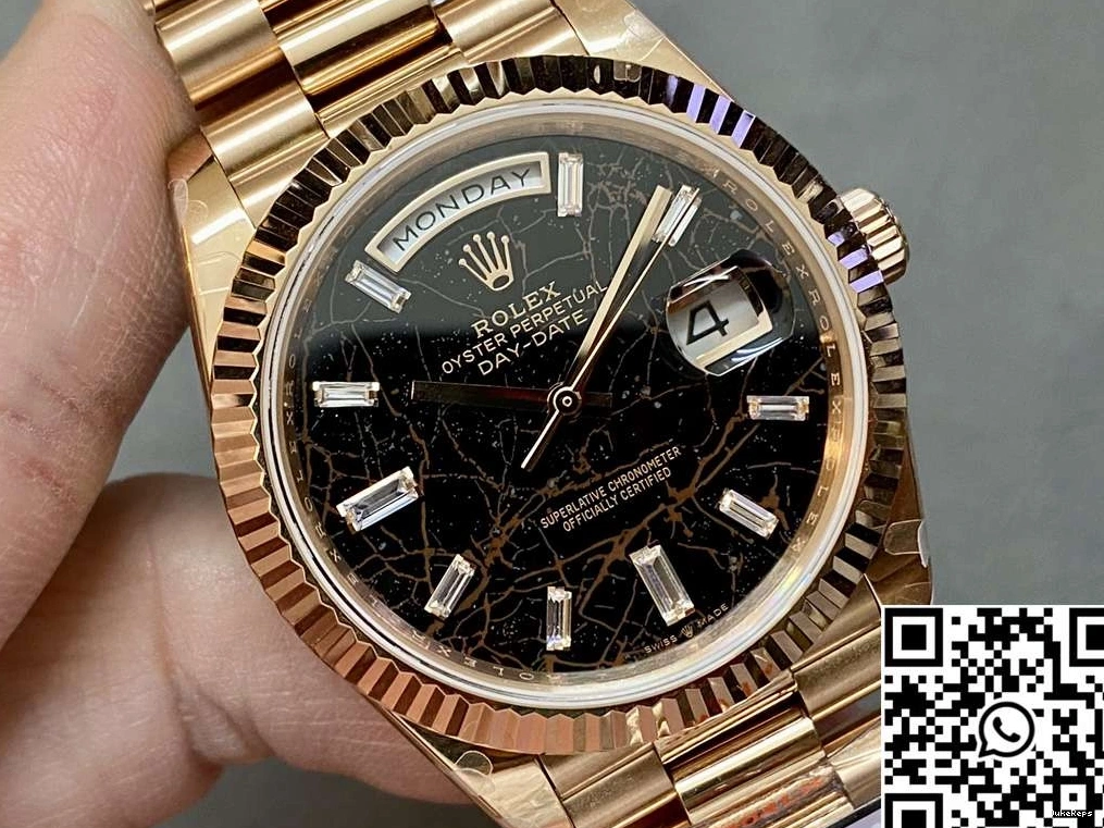 Rose Factory Gold Steel QF v5 Day Black M228235-0045 Tungsten Rolex Date Dial Diamond Hourmarker 0704